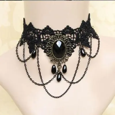 Sınır ötesi aksesuarlar kadın boyun bandı saray gotik seksi gerdanlık dantel kolye gerdanlık köprücük kemiği zincir kolye retro