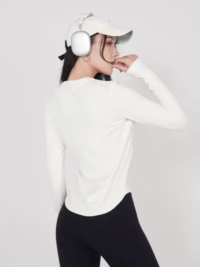 Damen-Sport-Langarmshirt, gebürstet, locker geschnitten