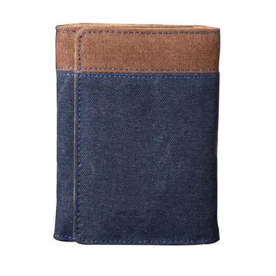 Men's Short Tri-Fold Canvas Wallet with Card Slots - 8
