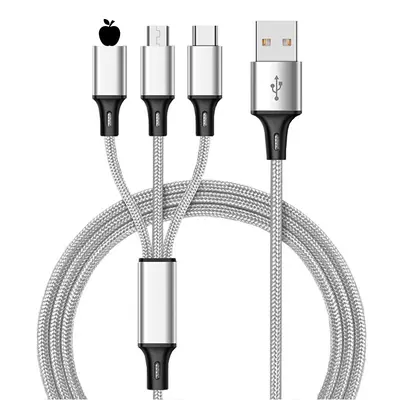 Nylon geflochtenes ein bis drei in einem Datenkabel Handy-Ladekabel three in one schnellladen 3A für Apple Android Typ - 9