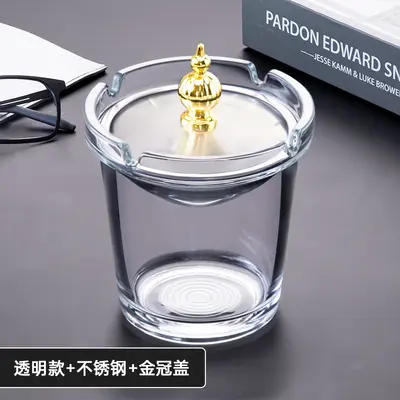 Funnel Glass Ashtray with Lid for Home and Living Room - 10