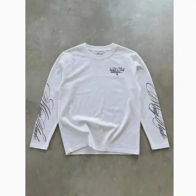 Letter Print Long Sleeve T-Shirt for Men and Women, Loose Fit - 10