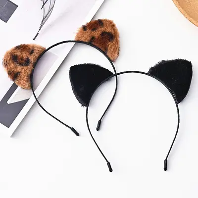 Cute Cat Ear Plush Hair Band with Clip for Women