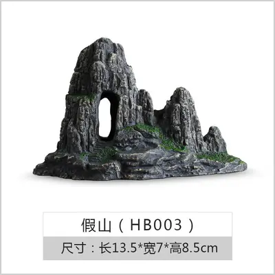 Grey Artificial Dragon Stone Aquarium Decoration Set with Hiding Cave and Plants - 7