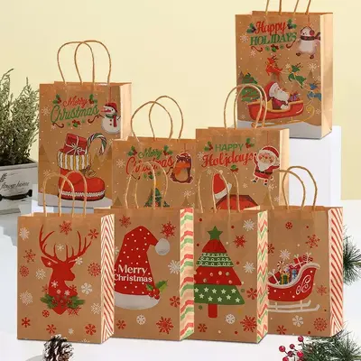 Christmas Party Gift Tote Bag, Santa Claus Gift Wrapping Bag