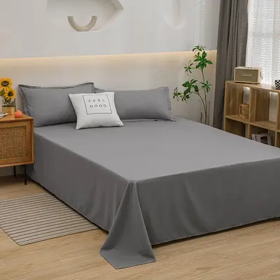 Japanese Style Striped Plaid Bedsheet Water-Washed Cotton Simple Pure Color Student Dormitory Single Person Duvet Cover Three-Piece Set - 12