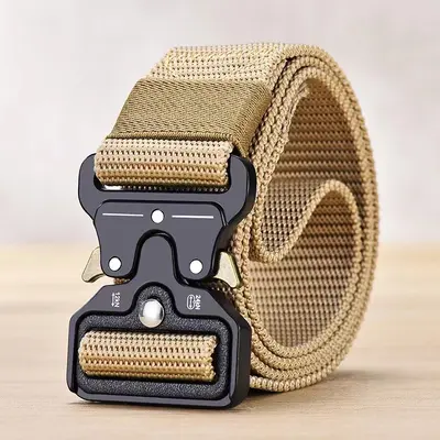 Grenzüberschreitender Großhandel Herren Tactical Gürtel Outdoor Training Sport Segeltuch Ledergürtel Legierungsschnalle Premium Arbeitshose Gürtel - 12