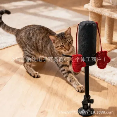 Kedi Boks Standı ve Boks Oyuncağı Çok Fonksiyonlu Etkileşimli Kedi Oltası - 4