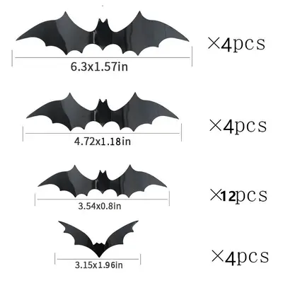 12 Pcs 3D Halloween Bat Wall Stickers, Purple and Orange - 7