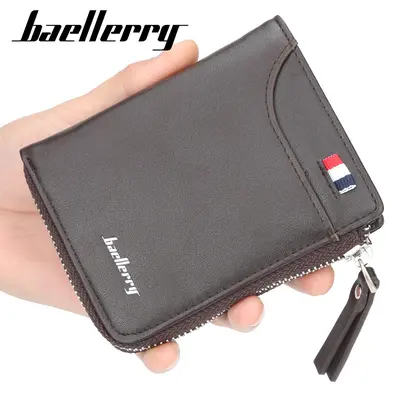 Baellerry Men's Short Wallet, Zipper, Multi-Card Slots, Business Style - 6