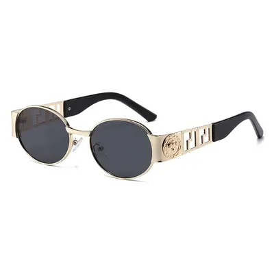 2026 Metal Oval Frame Sunglasses, Retro Hollow Temple Design - 6