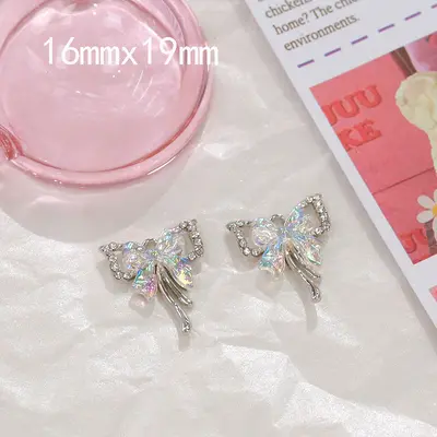 Silver Zircon Bow, Cross, Star and Rose Pendant for Handmade DIY Jewelry Making - 8