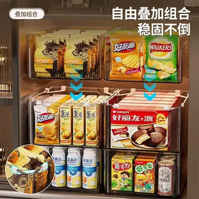 橱柜收纳筐桌面零食杂物整理储物盒塑料长方形透明亚克力置物盒子