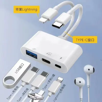 Dual USB Type-C adapter 3.5mm 3-in-1 converter for Apple 15 and higher series PD60W fast charging - 10
