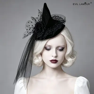 Bridal Headpiece Vintage Mesh Hat with Feather Hair Accessory, Derby Hat - 7