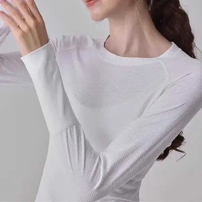 Kadın slim fit uzun kollu yoga ve koşu üst giyim - 6