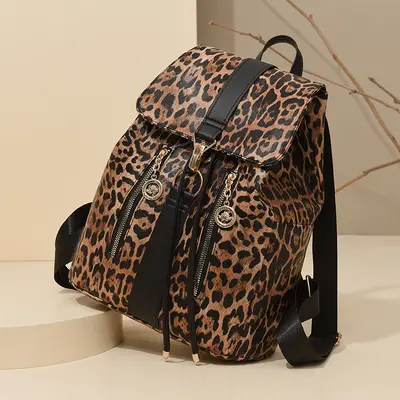 Leichter Leopardenmuster-Rucksack, zweifach nutzbar, Retro-Stil - 1
