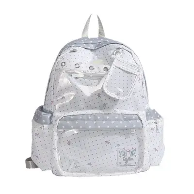 Angel Polka Dot School Backpack, Laptop Compartment, Large Capacity - 6