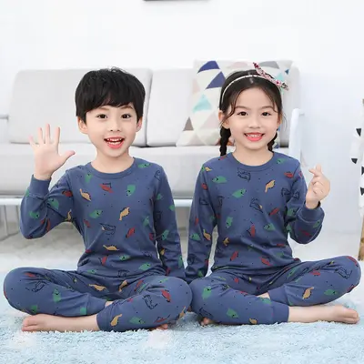 Kids' Pure Cotton Autumn Winter Pajama Set for Boys and Girls - 7