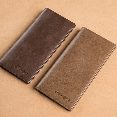 Men's Retro Long Wallet with Multiple Card Slots, Genuine Leather - 1
