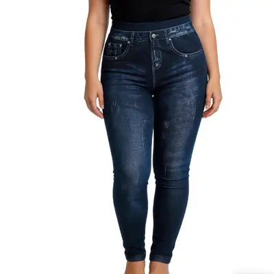 Damen-Leggings im Jeans-Look, 7/8-Länge, Übergröße, dick