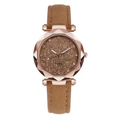Neue Sternenhimmel Silberstaub Gesicht Uhr Damen Gefrostete Haut Lederarmband Quarz Uhr Großhandel. - 13