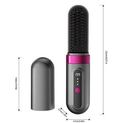 Cordless Ionic Hair Comb, 2-in-1 Straight and Curl Heated Flat Iron Styler