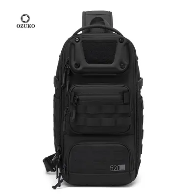 OZUKO Functional Chest Bag Crossbody Bag Expandable Multi-pocket Adjustable Shoulder Strap Men's Outdoor Cycling Single Shoulder Bag