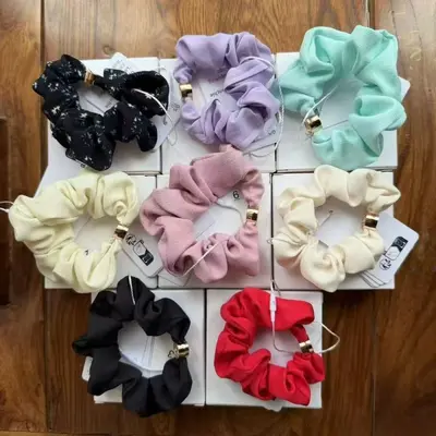 Elastic Ponytail Hair Tie with Metal Logo