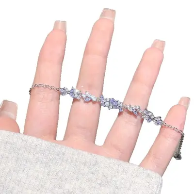 Glisine çiçeği gülümseme bilekliği, kristal, kadın - 6