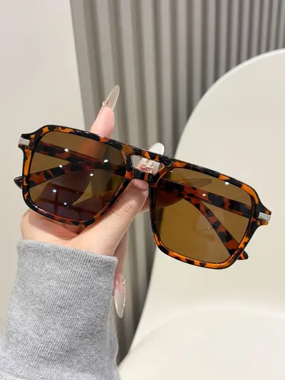 4-Piece Set Double-Bridge Large-Frame Women's Sunglasses, UV Protection - 9