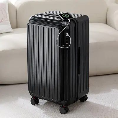 Koffer mit Frontöffnung Damen 2025 Neues Modell erweiterbar Multifunktional Trolley 20 Zoll Reisekoffer Handgepäck Passwort Herren - 10
