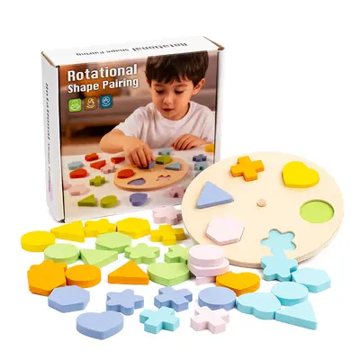 Wooden Shape and Color Board, Early Education Toy - 7