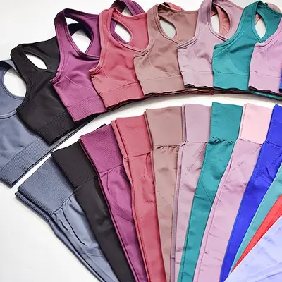 Seamless Yoga Set for Women, Long Vest Two-Piece Sports Suit