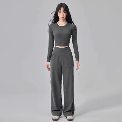 Women's yoga set autumn crew neck morning running - 12