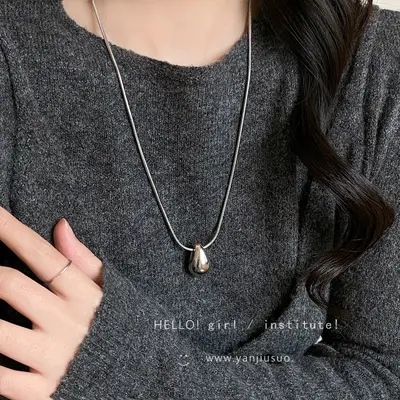 Minimalist su damlası kolye, uzun stil - 4