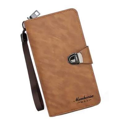 Long Men's Wallet with Lock Buckle Clutch, Large Capacity - 5