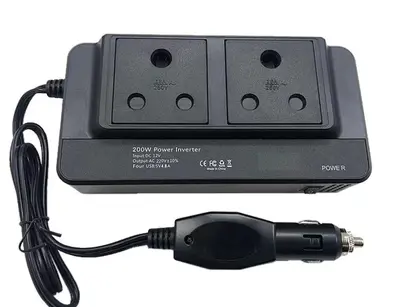 200W Car Inverter with Multi Sockets and USB Ports, Display Power Converter - 12