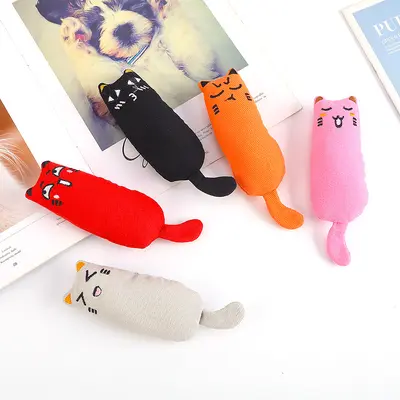 Cute Expression Thumb-Shaped Plush Cat Toy, Bite-Resistant - 5