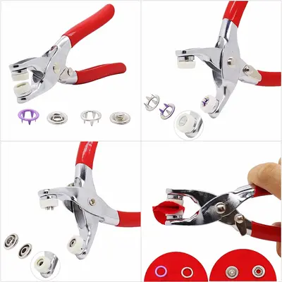 Baby Onesie Snap Buttons, Five-Claw, 200 Sets in 10 Colors with Tool