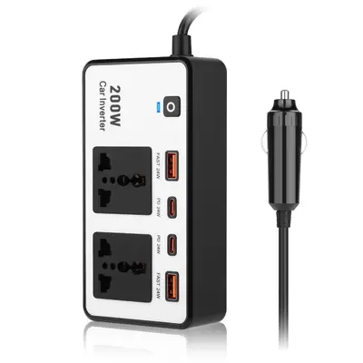 12V 200W Car Inverter with Fast Charging and C Port, Universal - 8