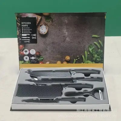 Paslanmaz çelik 6 parçalı mutfak bıçak seti ergonomik saplarla - 9
