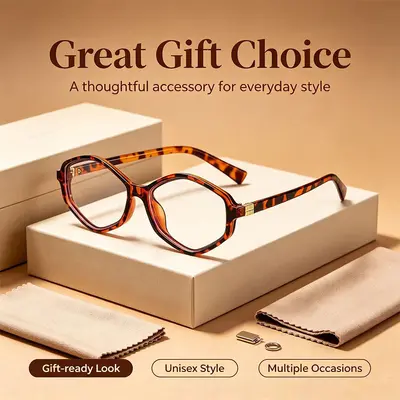 New Square Frame Style M Plain Lens 9010 Anti-Blue Light Plain Frame Glasses, Trendy and Versatile, Can Be Fitted with Prescription Lenses for Myopia