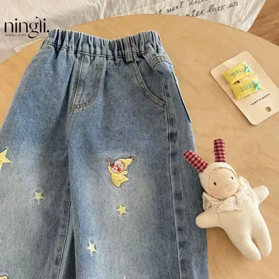 Girls' Straight-Leg Jeans, Autumn Style