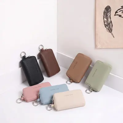 Japanese Style Litchi Pattern Compact Key Coin Purse - 2