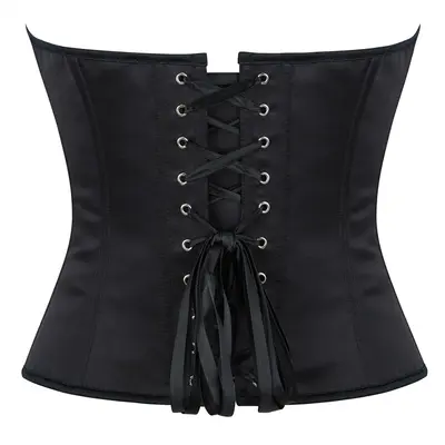 Black Punk Strappy Zippered Corset, Waist-Slimming and Bust-Supporting