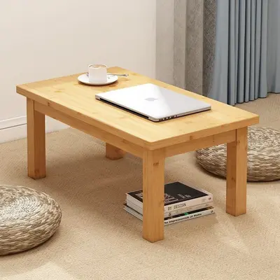 Bamboo Kang Table, Solid Wood Tatami Low Table for Floor Dining and Writing