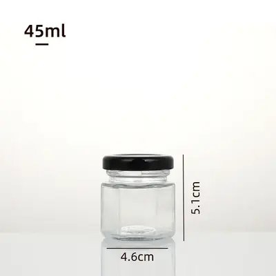 Hexagonal Glass Jar with Lid, Airtight - 7