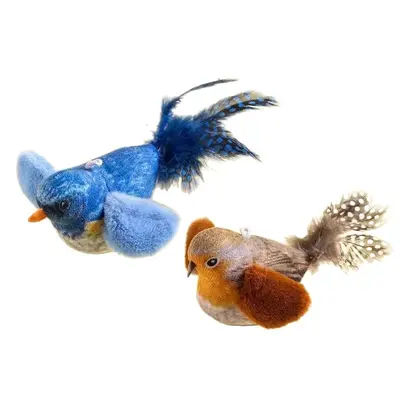 Kedi oyuncağı, gerçekçi kuş figürlü, sesli, kedi oltası - 6