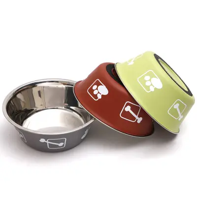Double-Layer Stainless Steel Dog and Cat Bowl, Non-Slip and Impact-Resistant